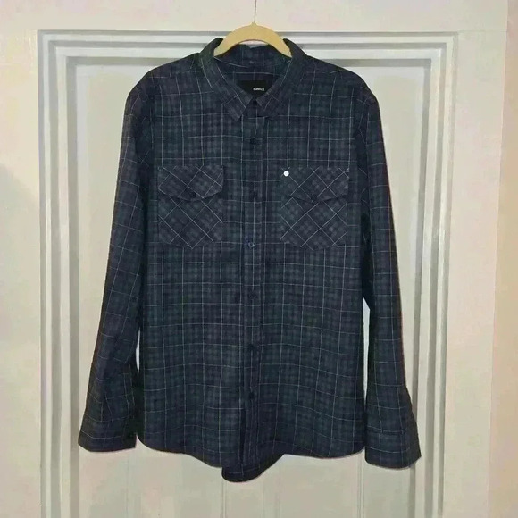 Hurley Nike Dri-Fit Mens Long Sleeve Plaid Button Down Blue Size XL - Picture 1 of 10